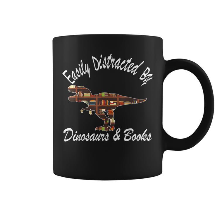 Easily Distracted By Dinosaurs And Books Outfits Men Women Graphic Print Coffee Mug