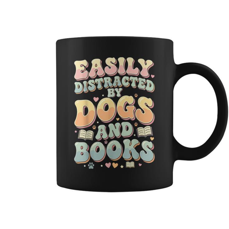 Easily Distracted By Dogs And Books Teacher Dog Mom Graphic Print Coffee Mug