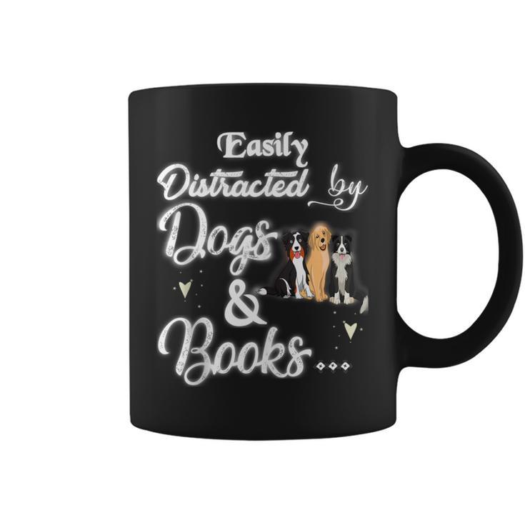 Easily Distracted By Dogs And Books Tee Graphic Print Coffee Mug