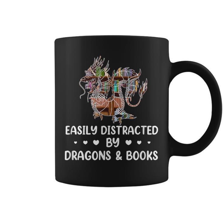 Easily Distracted By Dragons & Books Dragon Book Reading Graphic Print Coffee Mug
