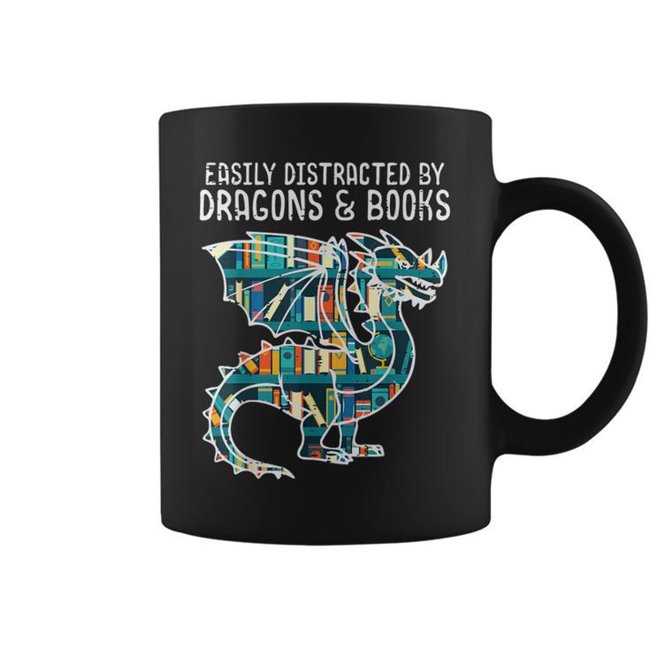 Easily Distracted By Dragons Books Bookworm Graphic Print Coffee Mug