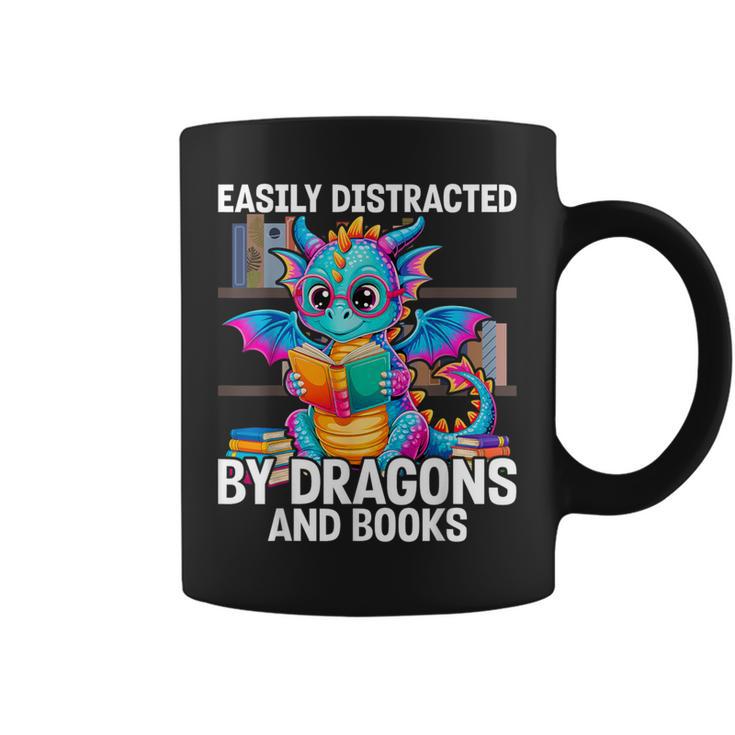 Easily Distracted By Dragons And Books Graphic Print Coffee Mug