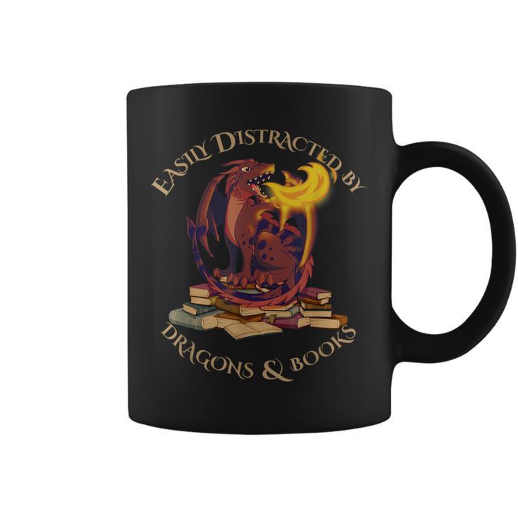 Easily Distracted By Dragons And Books Fire Dragon Graphic Print Coffee Mug