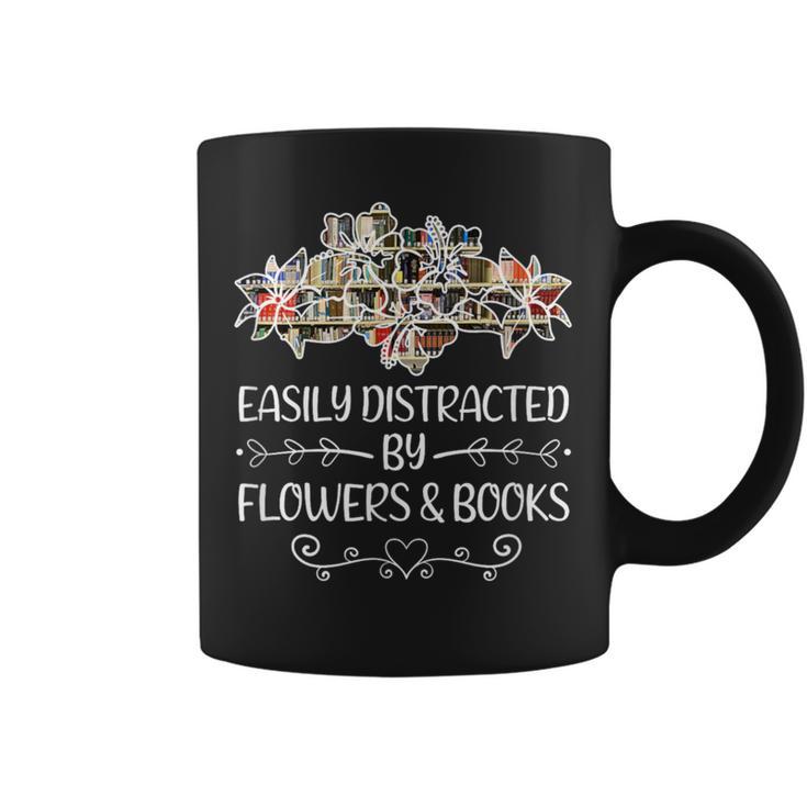 Easily Distracted By Flowers And Books Graphic Print Coffee Mug