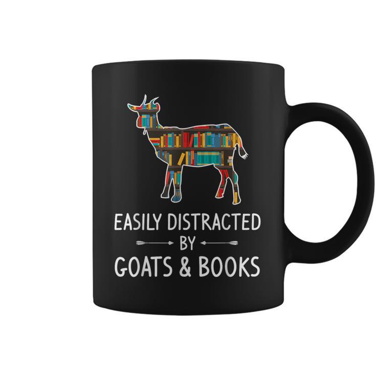 Easily Distracted By Goats & Books Lover Sheep Kid Graphic Print Coffee Mug
