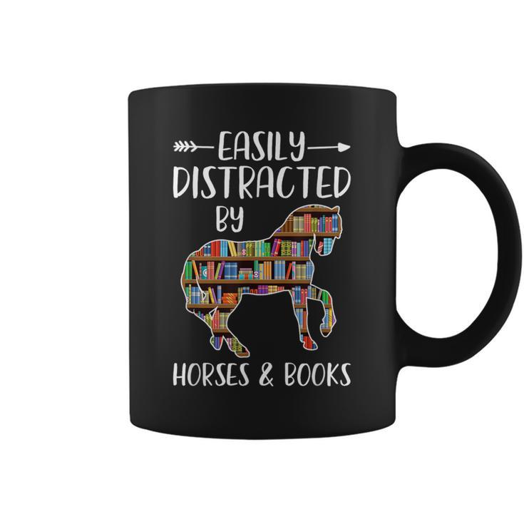 Easily Distracted By Horse And Books Nerds Horse Lovers Graphic Print Coffee Mug