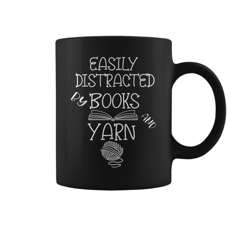 Easily Distracted By Knitting Books And Yarn Quote Reader Graphic Print Coffee Mug