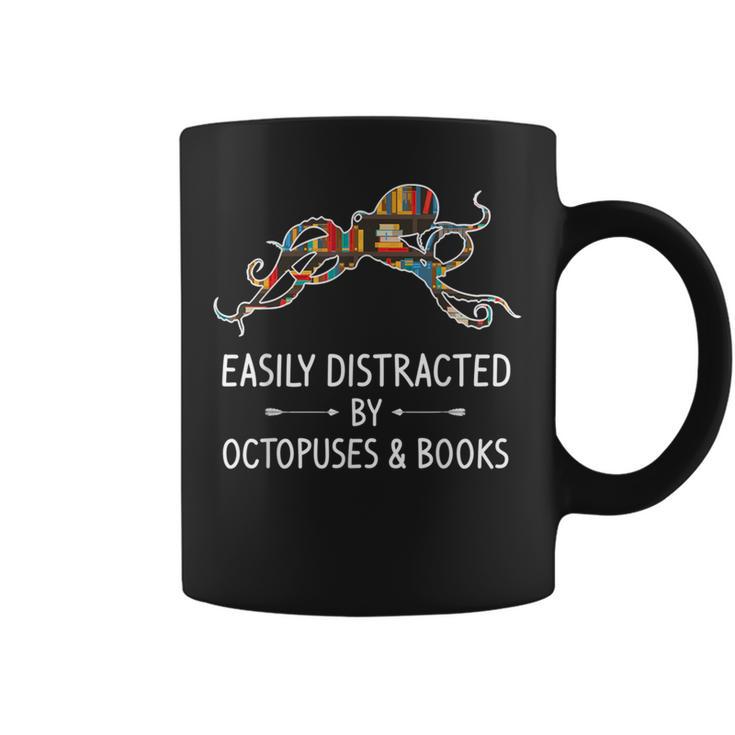 Easily Distracted By Octopuses & Books Lover Mollusc Graphic Print Coffee Mug