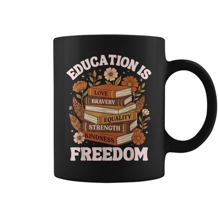 Education Is Freedom History Month Book Black Teacher Graphic Print Coffee Mug