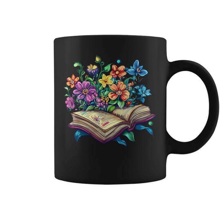 Enchanted Open Book With Blooming Flowers Graphic Print Coffee Mug Enchanted Open Book With Blooming Flowers Graphic Print Coffee Mug