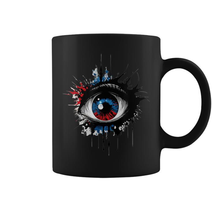 Evil Eye Comic Book Art Eyes Red Blue Grunge Aesthetic Graphic Print Coffee Mug