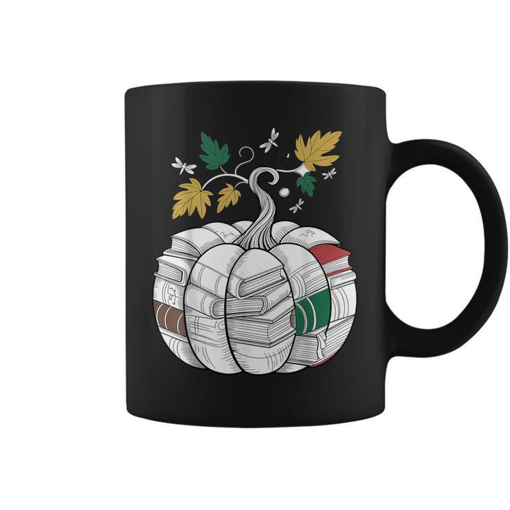 Fall Bookshelf Pumpkin Autumn Reading Graphic Print Coffee Mug