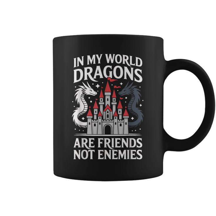 Fantasy Book Bookish My World Dragons Friends Not Enemies Graphic Print Coffee Mug