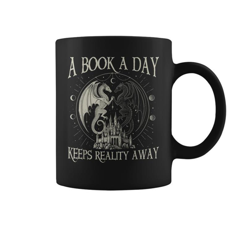 Fantasy Book Club Dragon Reader Book A Day Keep Reality Away Graphic Print Coffee Mug
