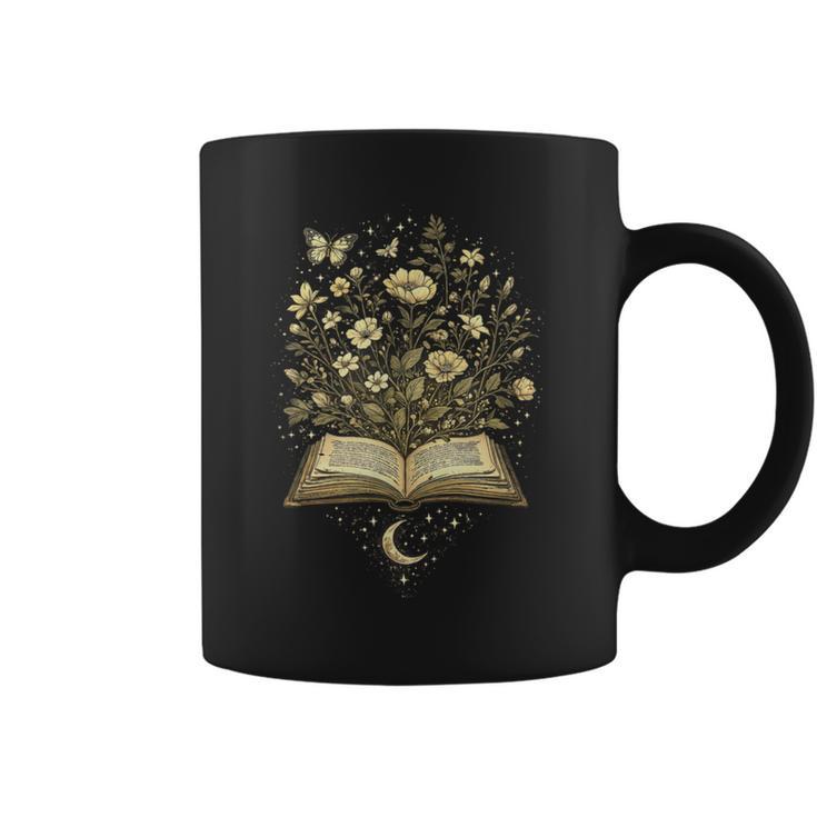 Fantasy Book Flowers Celestial Garden Stars Moon Reading Graphic Print Coffee Mug