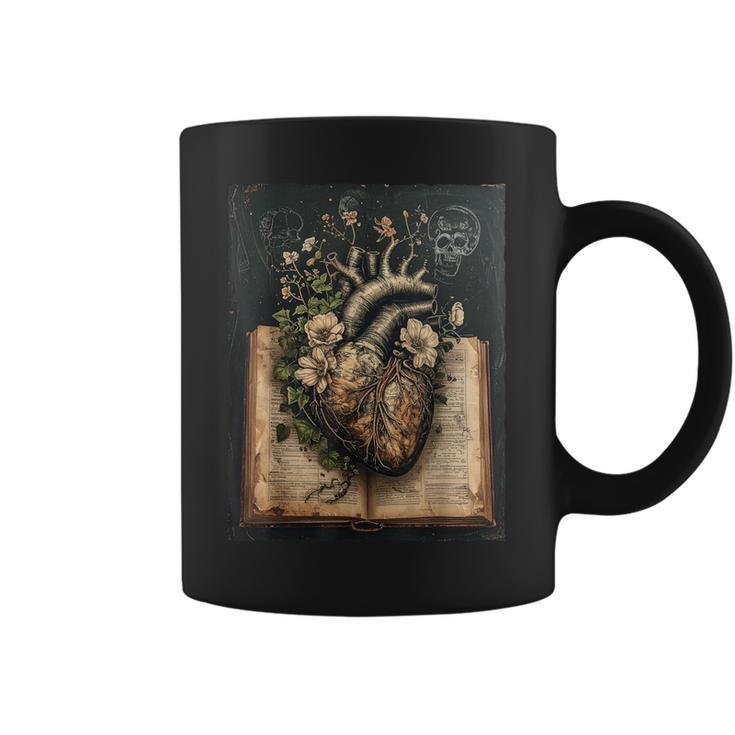 Floral Anatomical Heart Dark Academia Vintage Gothic Book Graphic Print Coffee Mug