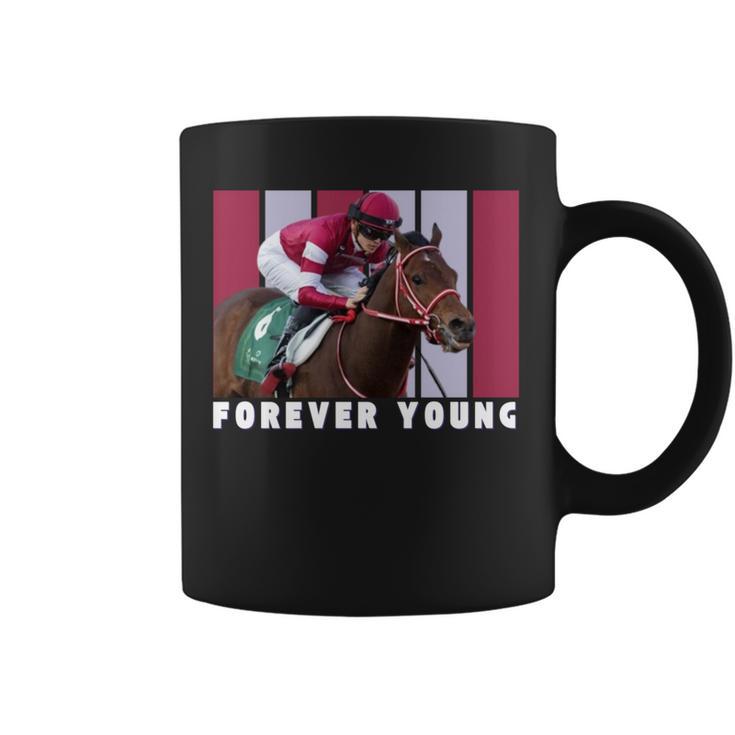Forever Young Horse、競馬、デルマール、サンタアニタ 長袖tシャツ コーヒーマグ