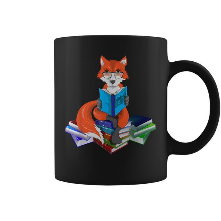 Fox Nerd Reading Books Bookworm Library Book Graphic Print Coffee Mug
