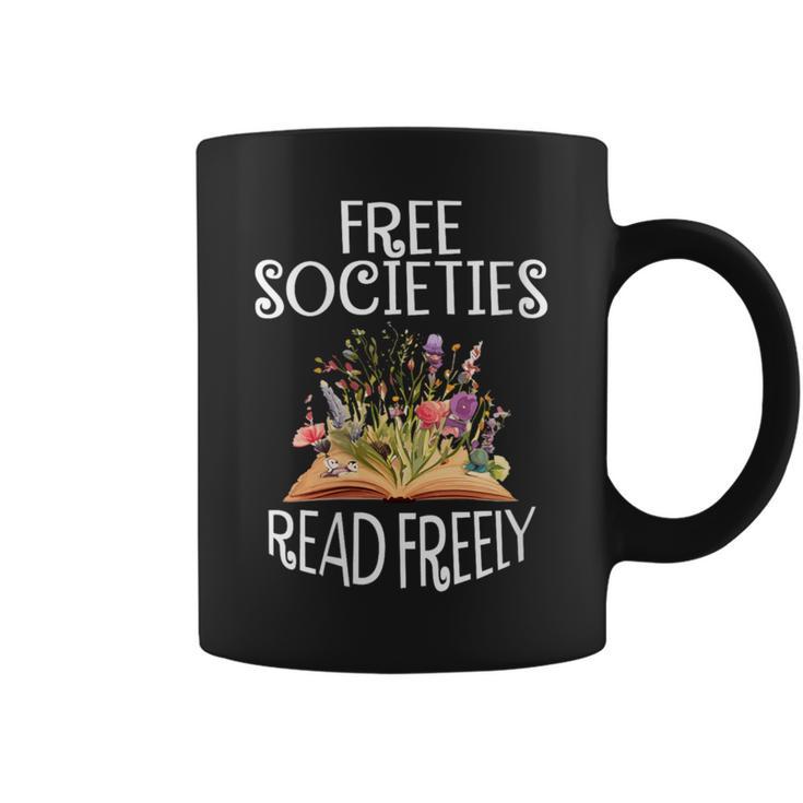 Free Societies Read Freely Bookworm Reading Book Lover Graphic Print Coffee Mug