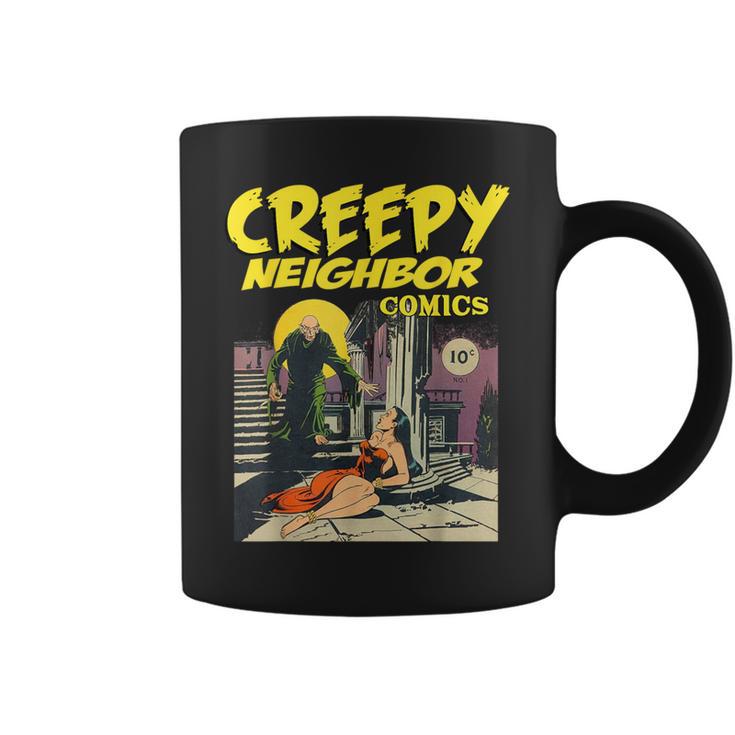FUNNY Creepy Neighbor Comics Parody Horror Comic Book Graphic Print Coffee Mug