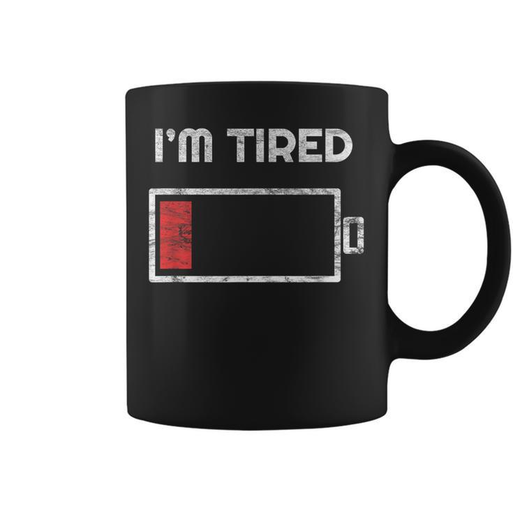 I'm Tired Low Battery 空の電話シンボル コーヒーマグ