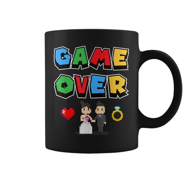 Game Over Boda Divertido Pixel Gamer Recién Casado Novio Taza de café