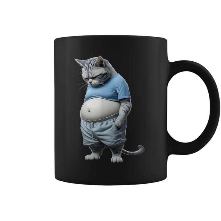 Gato Gordito Gordito Gato En Ropa Deportivaentirse Abajo Animal Taza de café