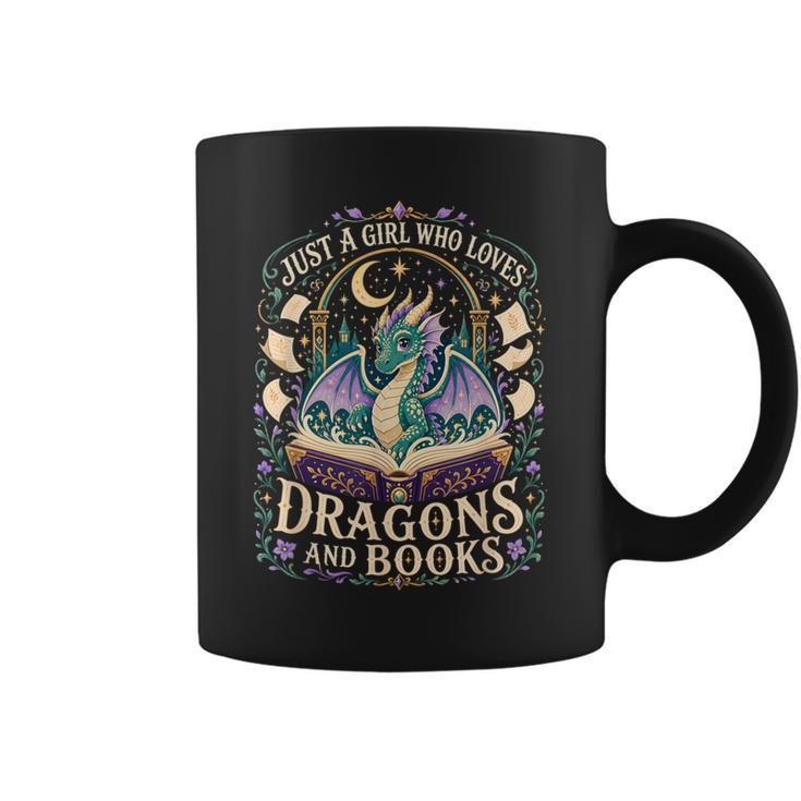 Girl Who Loves Dragons And Books Fantasy Book Reader Graphic Print Coffee Mug