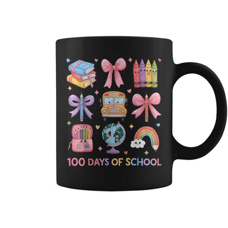 Girls 100 Days Of School Coquette Bow Pencil Bus Book Crayon Graphic Print Coffee Mug Girls 100 Days Of School Coquette Bow Pencil Bus Book Crayon Graphic Print Coffee Mug