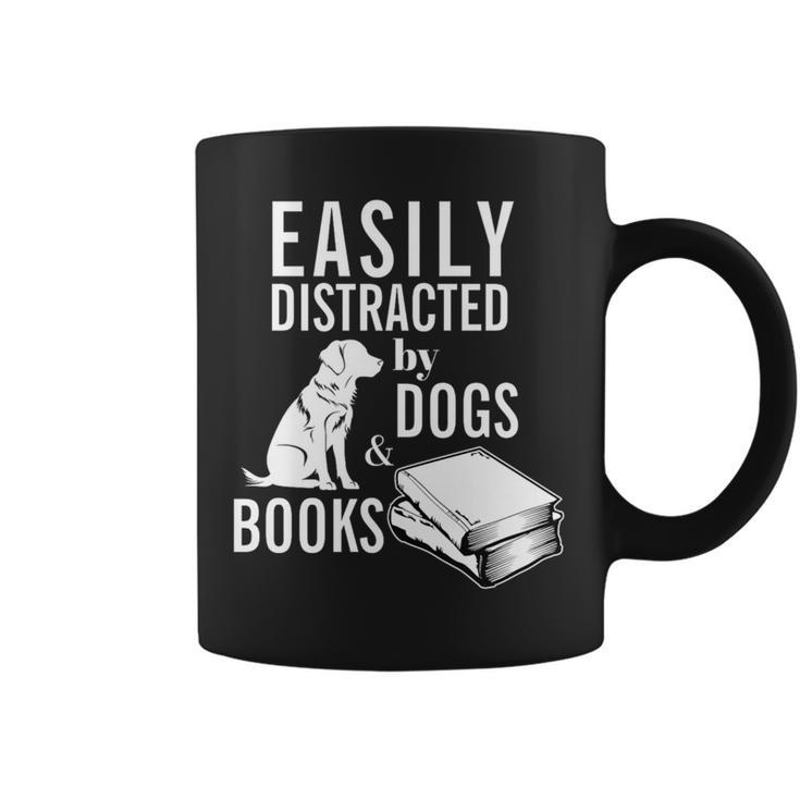 Golden Retriever Easily Distracted By Books And Dogs Premium Tri-Blend Graphic Print Coffee Mug