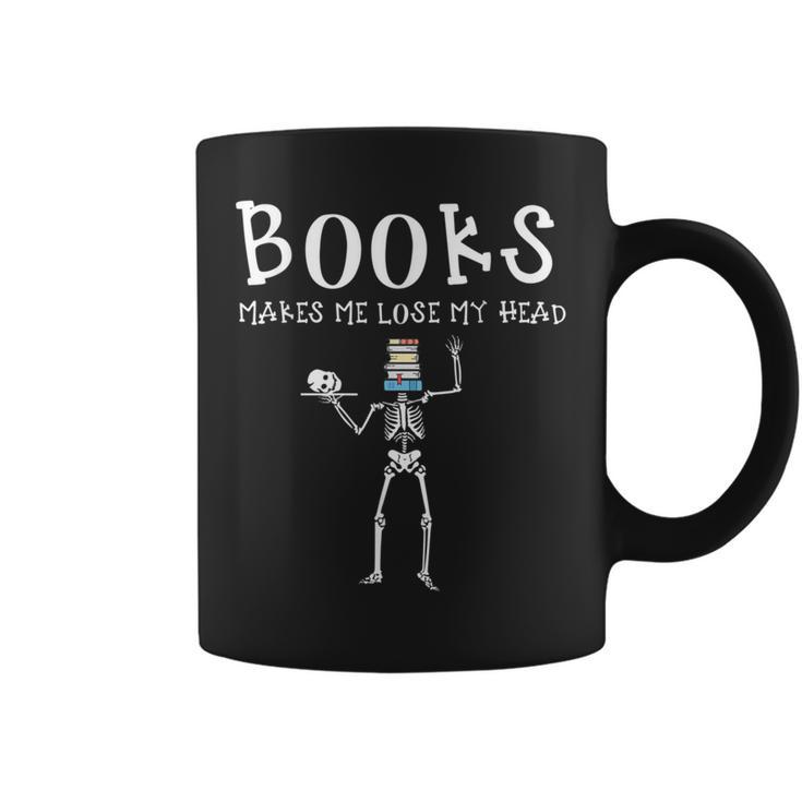 Halloween Literacy Teacher Books Skeleton Librarian Reading For Men Women Kids Graphic Print Coffee Mug