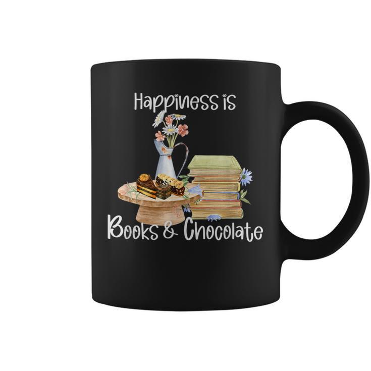Happiness Is Books And Chocolate Graphic Print Coffee Mug