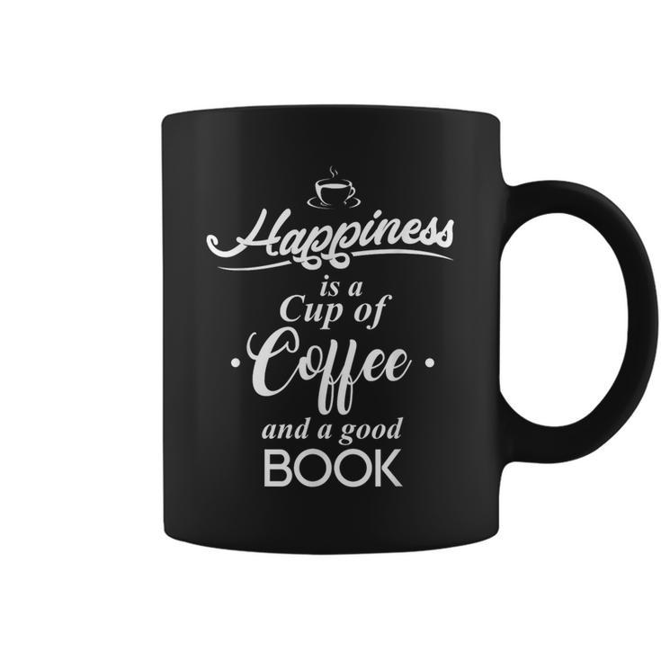 Happiness Is Coffee And A Good Book Lover Birthday Graphic Print Coffee Mug