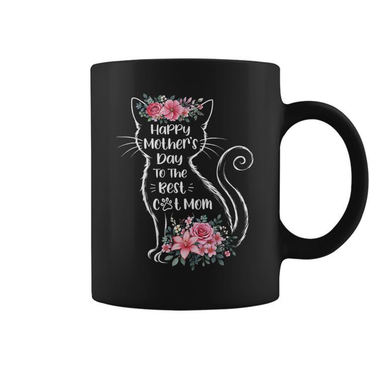 Happy Best Cat Mom Floral Cat Lover Women Coffee Mug