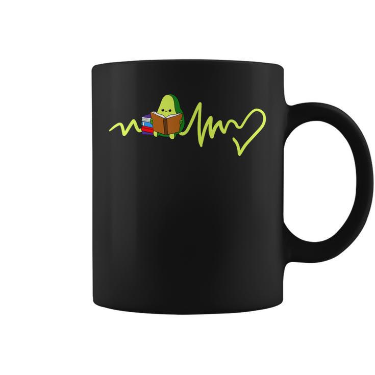 Heartbeat Avocado Reading Book Graphic Print Coffee Mug