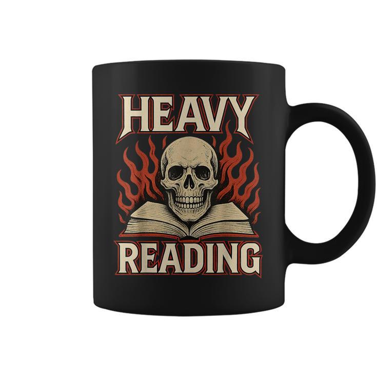 Heavy Reading Book Lover Skeleton Ironic Graphic Graphic Print Coffee Mug