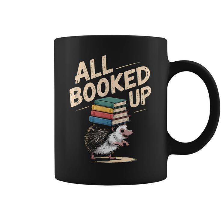 Hedgehog Book Lovers All Booked UP Retro Graphic Print Coffee Mug