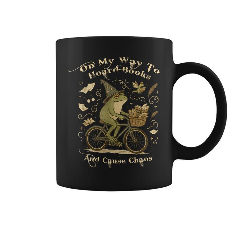 On My Way To Hoard Books And Cause Chaos Tom Foolery Frog Graphic Print Coffee Mug