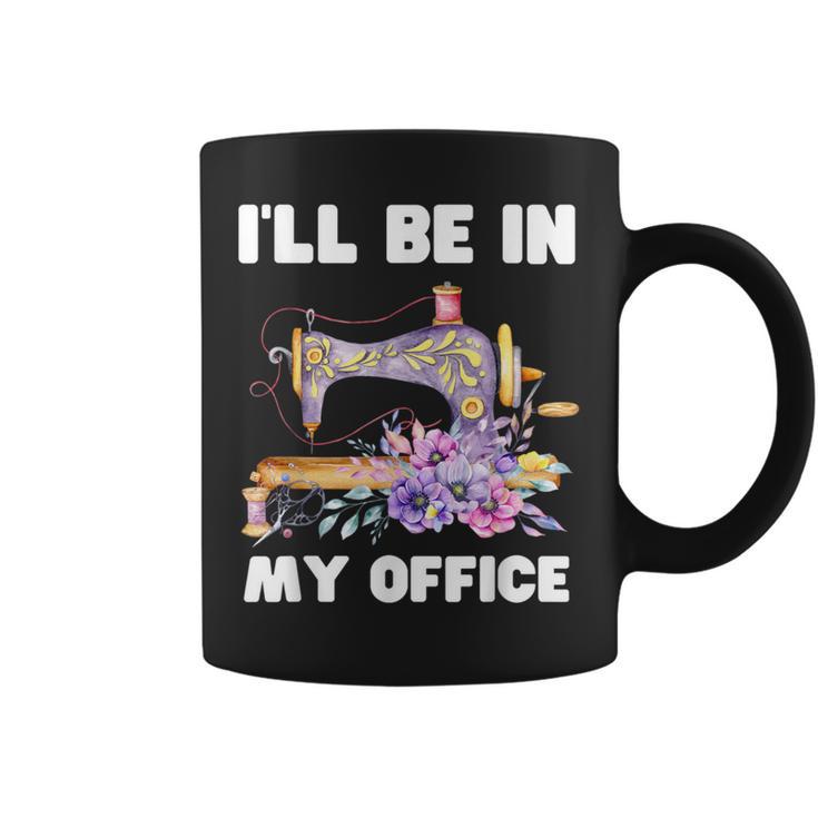 I'll Be In My Office おもしろヴィンテージフローラルミシン コーヒーマグ