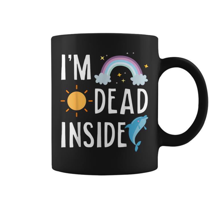 I'm Dead Inside Happy Rainbowunshine Dolphin ファニーtシャツ コーヒーマグ