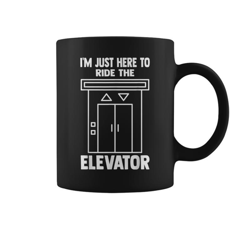 I'm Just Here To Ride The Elevator おもしろ引用エレベーター コーヒーマグ
