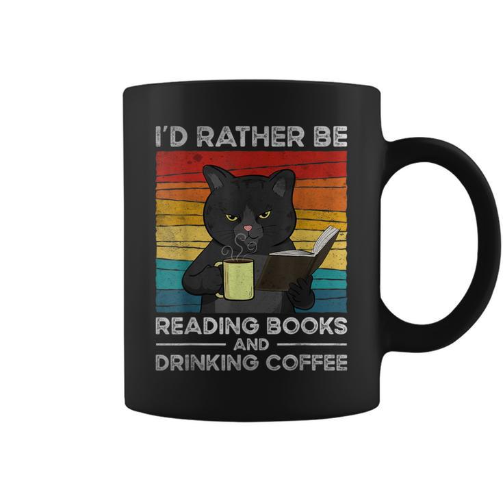 I'd Rather Be Reading Books And Drinking Coffee Cat For Men Women Kids Graphic Print Coffee Mug