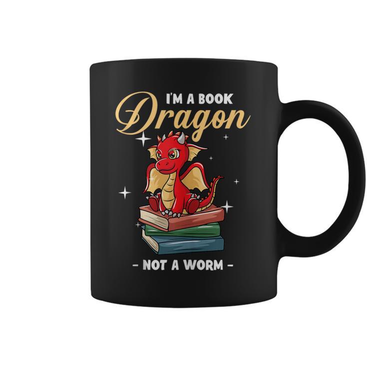 I'm A Book Dragon Not A Worm Reading Library Reader Bookworm Graphic Print Coffee Mug
