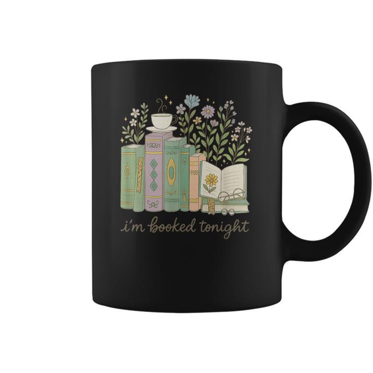I'm Booked Tonight Cozy Floral Book Lover Graphic Graphic Print Coffee Mug