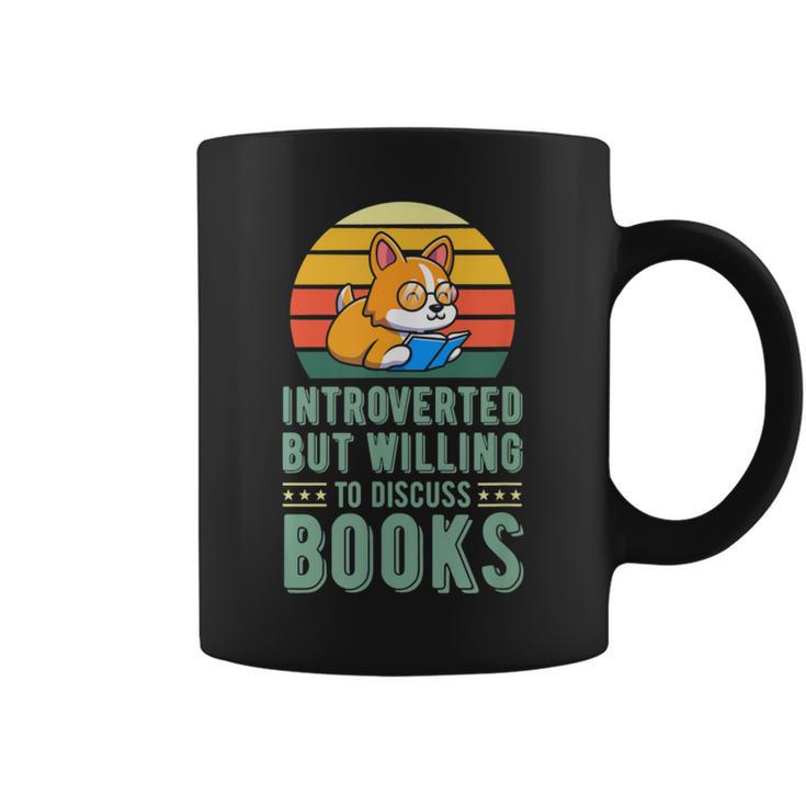 Introverted But Willing To Discuss Books Cute Literary Dog For Men Women Graphic Print Coffee Mug