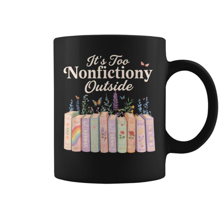It's Too Nonfictiony Outside Retro Books With Flowers Graphic Print Coffee Mug