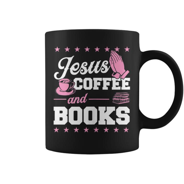 Jesus Coffee And Books Christian Reading Literary Graphic Print Coffee Mug