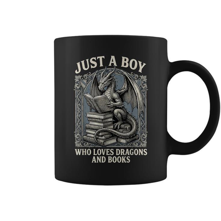Just A Boy Who Loves Dragons And Books Fantasy Gothic Graphic Print Coffee Mug