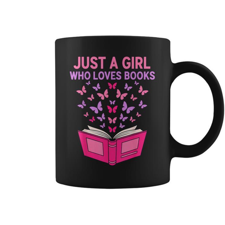Just A Girl Who Loves Books Butterflies Reading Graphic Print Coffee Mug