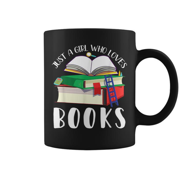 Just A Girl Who Loves Books Lover Bookworm Librarian Reading Graphic Print Coffee Mug